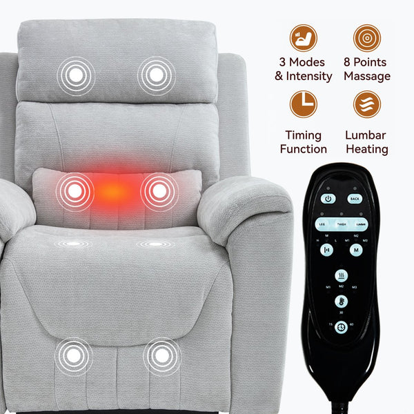 English Elm Dual Motor Power Lift Recliner with Massage Heat and Leatherair Upholstery 350 Lb W3224S00020