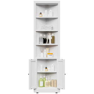English Elm 71" Tall Corner Cabinet Steel Frame 5 Tier Adjustable Shelving Pantry Bathroom Storage T2398P442670
