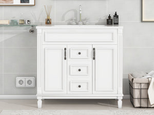 English Elm 36'' Modern Bathroom Vanity With Soft-Close Doors, Elegant Ceramic Sink, And Ample Storage Space N710P230231K