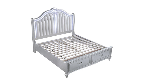 English Elm Mystic 4-Piece Contemporary Upholstered Led Bedroom Set With Crystal Accents & Storage Solutions B009S01675