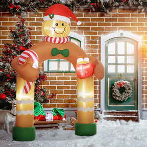 English Elm Outsunny 9.2' Inflatable Gingerbread Man Arch With Led Lights - Whimsical Outdoor Christmas Decor W2225P249973-GIGA