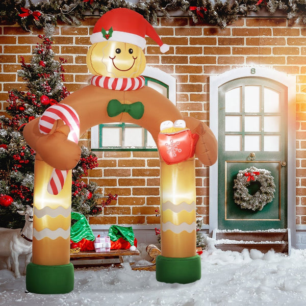 English Elm Outsunny 9.2' Inflatable Gingerbread Man Arch With Led Lights - Whimsical Outdoor Christmas Decor W2225P249973-GIGA