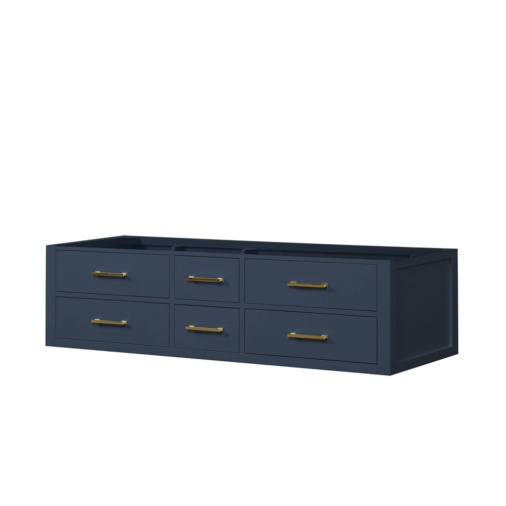 English Elm Blue Double Bath Vanity With Modern Midcentury Design, Dual Sinks, Storage, And Soft-Close Features B2731P258069