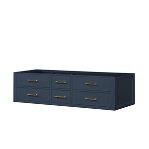 English Elm Blue Double Bath Vanity With Modern Midcentury Design, Dual Sinks, Storage, And Soft-Close Features B2731P258069