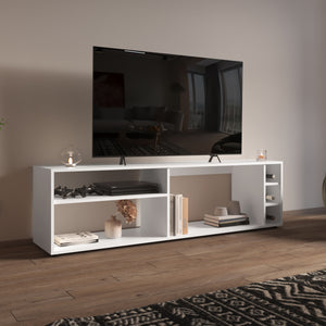 English Elm Suxta 63" Wide TV Stand for up to 65" TVs with Bottle Cubbies, Open Shelves, Cable Management, White B200P286982