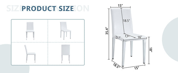 English Elm Two Pu Leather Dining Chairs Glossy White Shell Silver Metal Legs Modern Set W1151P360537
