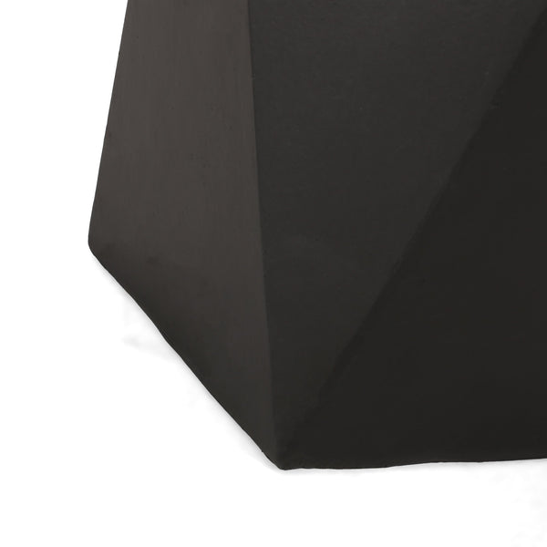 English Elm Christopher Knight Home® - APOLLO geometric concrete side table with gem-cut pentagon base, durable modern outdoor accent piece Black 67525.00BLK