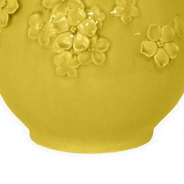 English Elm Remi Hand-detailed Ceramic Vase with Floral Motifs Warm Yellow Glaze Home Decor B056P416952