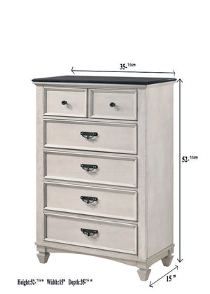 English Elm Beautiful Farmhouse Chest of Drawers with Vintage Molding and Black Nickel Hardware for Elegant Storage Beige 38.25 L x 20.2 W x 47.5 H B011P228556