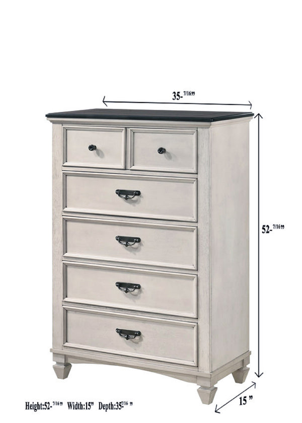 English Elm Beautiful Farmhouse Chest of Drawers with Vintage Molding and Black Nickel Hardware for Elegant Storage Beige 38.25 L x 20.2 W x 47.5 H B011P228556