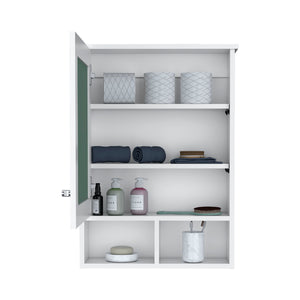 English Elm Vina Mirrored Medicine Cabinet 29" High Organizer with Three Hidden Shelves and Two Open Shelves, Durable Storage White 34.7 L x 23.3 W x 4.8 H B200P235867