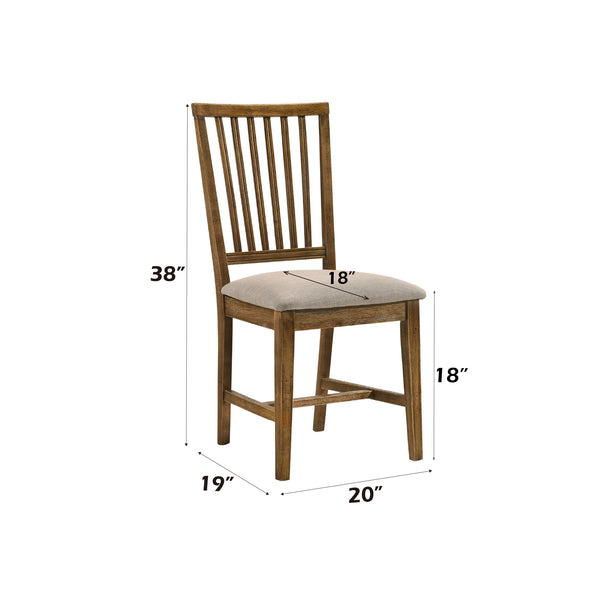 English Elm Wallace Weathered Oak 5PC Dining Set with 48" Round Trestle Table & Linen Upholstered Ladder-Back Chairs B2726S00236