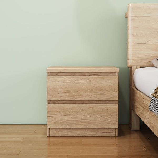 English Elm 19.7-inch Matte Finish Nightstand with Touch Release Drawers for Minimalist Bedrooms Natural W3151P407886