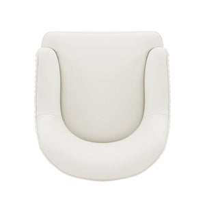 English Elm Raya Solid Wood Vegan Leather Dining Chair with Gold Geometric Base, Ribbed Back & High-Density Foam Ivory B365P397727