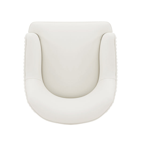 English Elm Raya Solid Wood Vegan Leather Dining Chair with Gold Geometric Base, Ribbed Back & High-Density Foam Ivory B365P397727