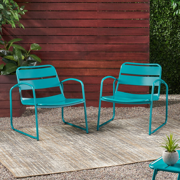 English Elm Christopher Knight Home® - CONRAD Chair with Sleek Iron Frame, Comfortable Curved Seat, Durable Outdoor/Indoor Accent Seating Teal 65197.00T