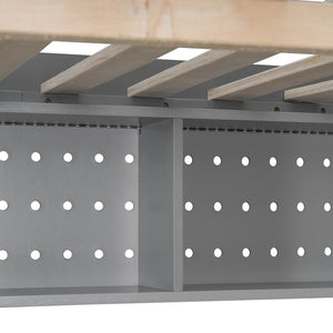English Elm Full Loft Bed with Integrated Wardrobe Desk Shelving and Led Lighting for Teen Rooms Grey LT000927AAE