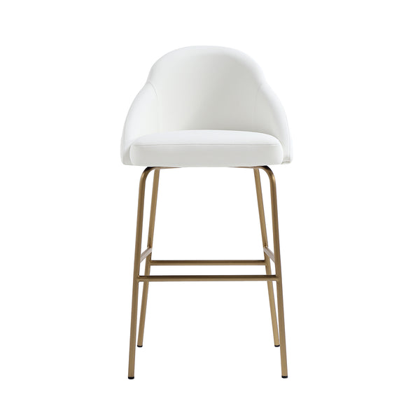English Elm Gracie Metal Upholstered Barstool - Luxe White & Gold Design For Modern Spaces, Comfort & Style! B365P397972