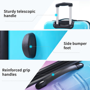 English Elm Hardshell Polycarbonate 3 Piece Luggage Set Spinner Wheels Tsa Lock Expandable Travel Blue+Red N732P184448W