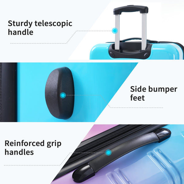 English Elm Hardshell Polycarbonate 3 Piece Luggage Set Spinner Wheels Tsa Lock Expandable Travel Blue+Red N732P184448W