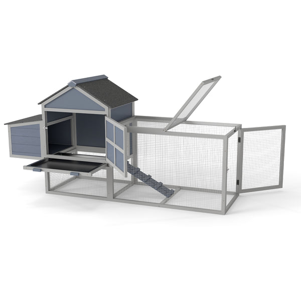 English Elm Outdoor Pinewood Hen House with Nesting Box Run Ramp and Waterproof Asphalt Roof W2181P356236