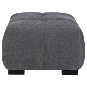 English Elm Plather Grid Tufted Upholstered Ottoman with Waterfall Cushioning for Living Rooms Charcoal Grey B062P447955