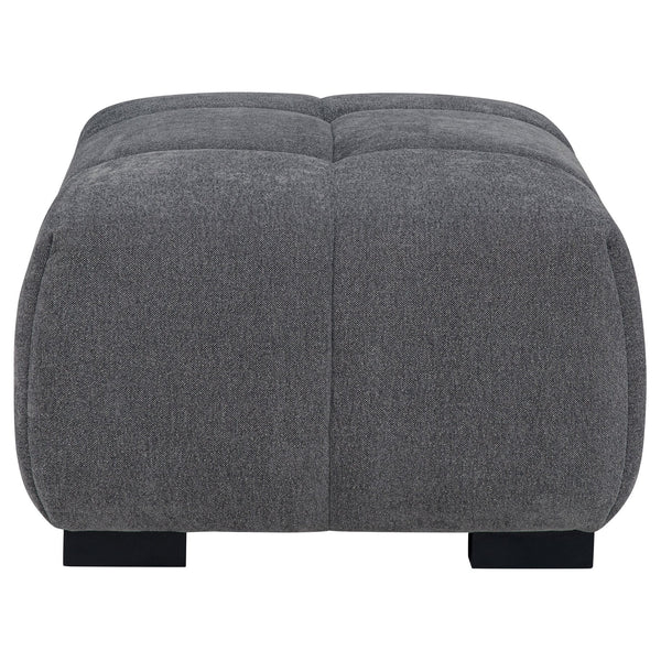 English Elm Plather Grid Tufted Upholstered Ottoman with Waterfall Cushioning for Living Rooms Charcoal Grey B062P447955