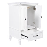 English Elm 20" Bathroom Vanity With Sink, Bathroom Cabinet With Two Doors, Magnetic Door Stopper and Adiustable Foot Pads, A Drawer, White