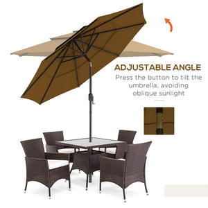 English Elm Outsunny 9Ft 3-Tier Patio Umbrella With Crank & Tilt - Stylish Shade For Decks, Gardens & More! W2225P200465-GIGA