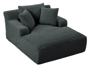 English Elm Oversized Corduroy Chaise Lounge with Pocket Spring Support Ready to Use Living Room Dark Grey W2339P442132