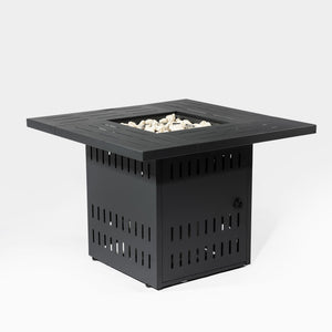 English Elm 34" 34inch Propane Fire Pit Table with 50,000 BTU Steel Body, Stainless Burner, Lava Rocks, ETL Approved W853P202186