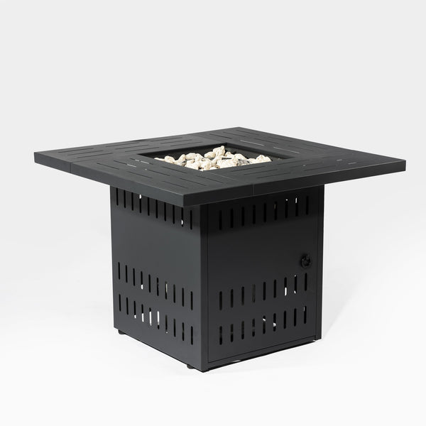English Elm 34" 34inch Propane Fire Pit Table with 50,000 BTU Steel Body, Stainless Burner, Lava Rocks, ETL Approved W853P202186