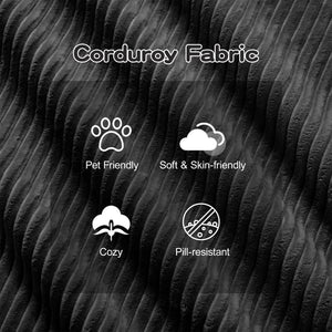 English Elm 117" L-Shaped Modular Sectional Sofa In Black - Soft Corduroy, Deep Seats, Movable Ottoman, No Assembly! W714S01477