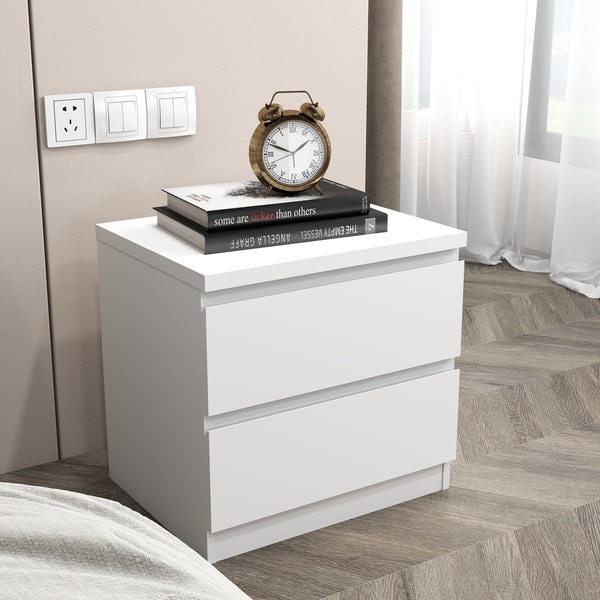 English Elm 19.7-inch Matte Finish Nightstand with Touch Release Drawers for Minimalist Bedrooms White W3151P407885