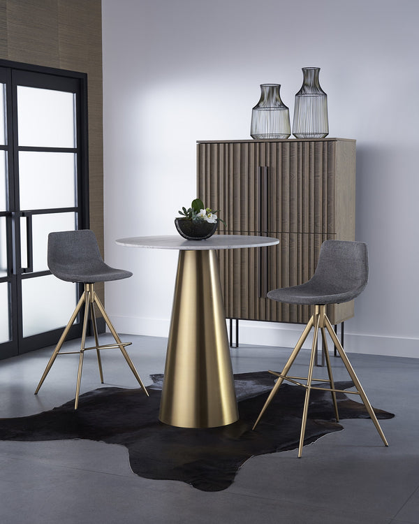 Sunpan Damon Bar Table - Stunning White Marble Top with Elegant Tapered Design for Modern Dining Spaces Gold