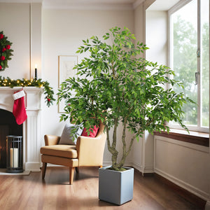 English Elm 7ft Artificial Banyan Tree Sculpted Trunk Silk Foliage Large Indoor Statement Plant W2945P458774