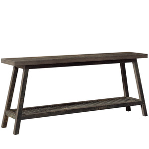 English Elm 2-tier Industrial Console Table Rustic Wood and Black Metal Frame Entryway Sofa T3971P463644