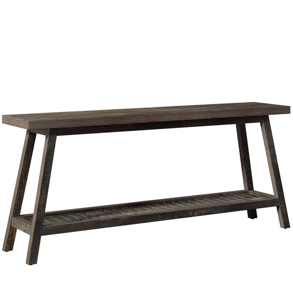 English Elm 2-tier Industrial Console Table Rustic Wood and Black Metal Frame Entryway Sofa T3971P463644