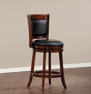 English Elm Comfortable Swivel Counter Height Chair In Dark Cherry Finish - Faux Leather, Solid Wood, Stylish Design B011P238914