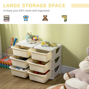 English Elm Qaba 3 Tier Kids Storage Unit With 6 Removable Bins - Toy Organizer For Easy Cleanup In Any Room W2225P217320-GIGA