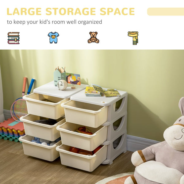 English Elm Qaba 3 Tier Kids Storage Unit With 6 Removable Bins - Toy Organizer For Easy Cleanup In Any Room W2225P217320-GIGA