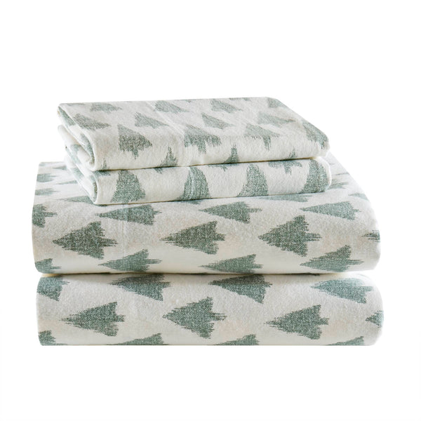 English Elm 4-piece Cal King Cotton Sheet Set with Artisan Ikat Tree Print for Bohemian Bedrooms B035P408383