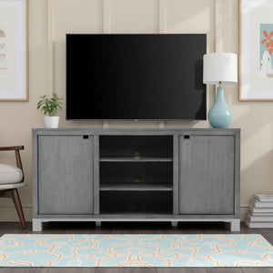 English Elm Pacific Heights Scandinavian Ash Grey Media Console with Open Shelving for Living Rooms B108P481209