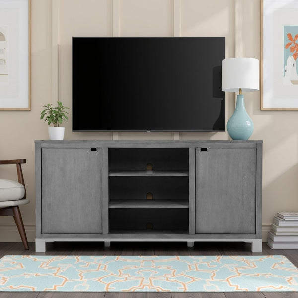 English Elm Pacific Heights Scandinavian Ash Grey Media Console with Open Shelving for Living Rooms B108P481209