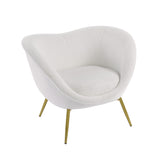 Christopher Knight Home® - Noble House - - Modern Accent Chair For Living Room, Lounge Chair For Bedroom With Gold Metal Legs, Vanity Chair For Makeup Room, Teddy Velvet, Cream White