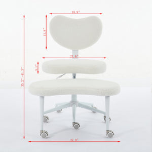 English Elm Artificial Rabbit Hair Cross Legged Desk Chair with Lumbar Support and Swivel Footrest Violet W1143P403572