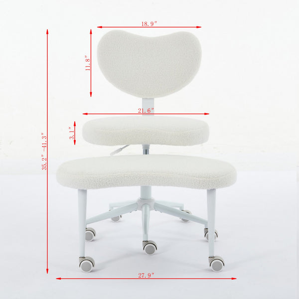 English Elm Artificial Rabbit Hair Cross Legged Desk Chair with Lumbar Support and Swivel Footrest Violet W1143P403572