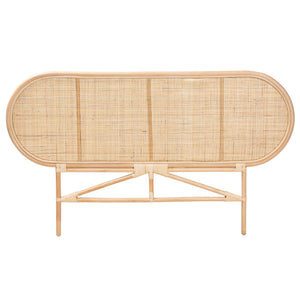 English Elm Modern Woven Rattan Freestanding Queen Headboard Bohemian Coastal Bedroom Accent Brown B2750P467664