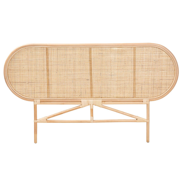 English Elm Modern Woven Rattan Freestanding Queen Headboard Bohemian Coastal Bedroom Accent Brown B2750P467664