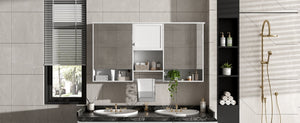 English Elm 55 Inch Wall Mount Medicine Cabinet Dual Mirrored Doors Soft Close Bathroom Vanity Storage N710P401336K